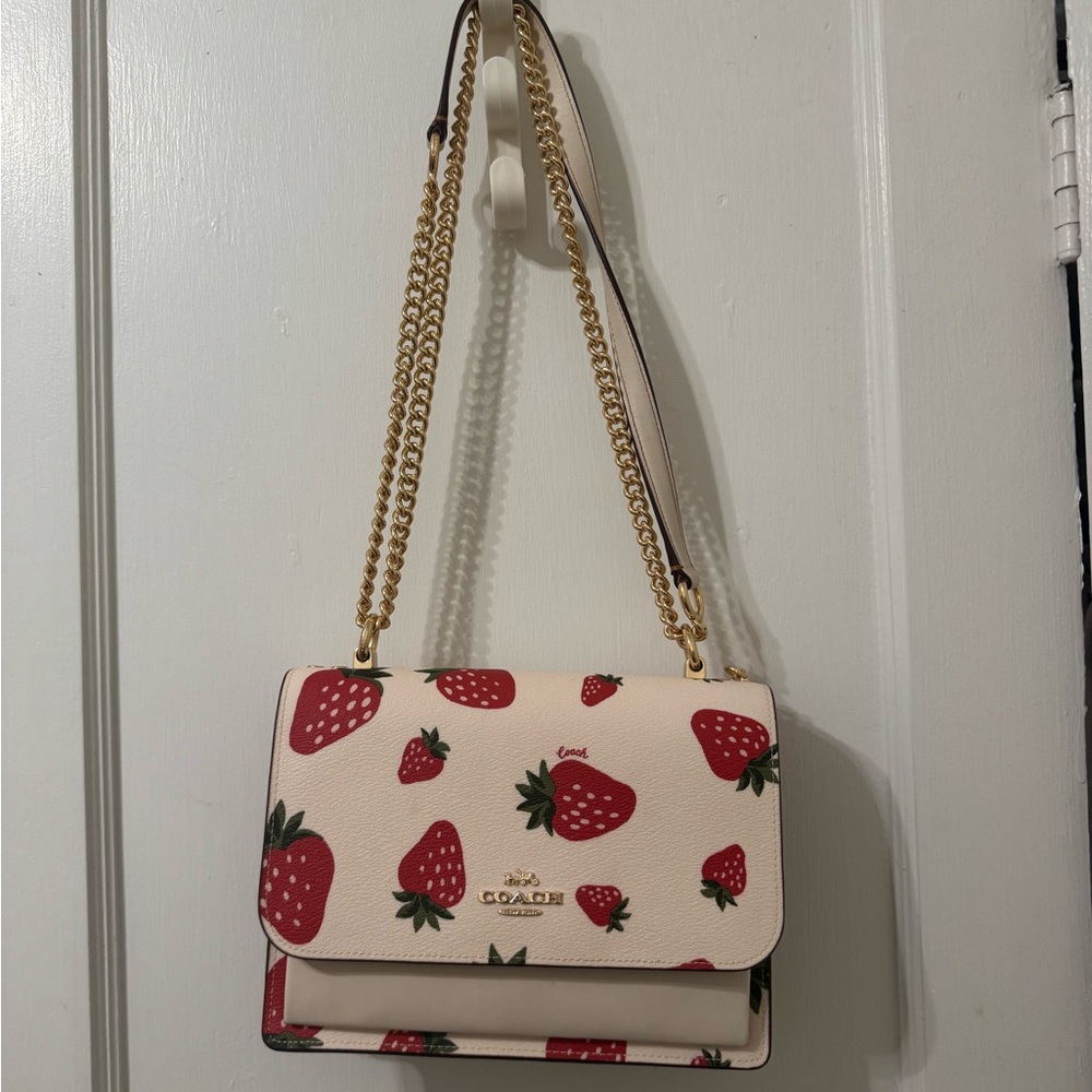 Coach Cream Crossbody Bag with Strawberry Print